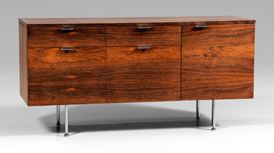 Appraisal: Herman Miller cabinet rosewood veneers two shallow drawers over two