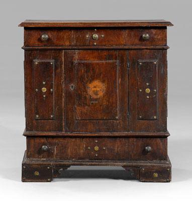 Appraisal: Italian baroque walnut cabinet figured walnut veneers with pine and