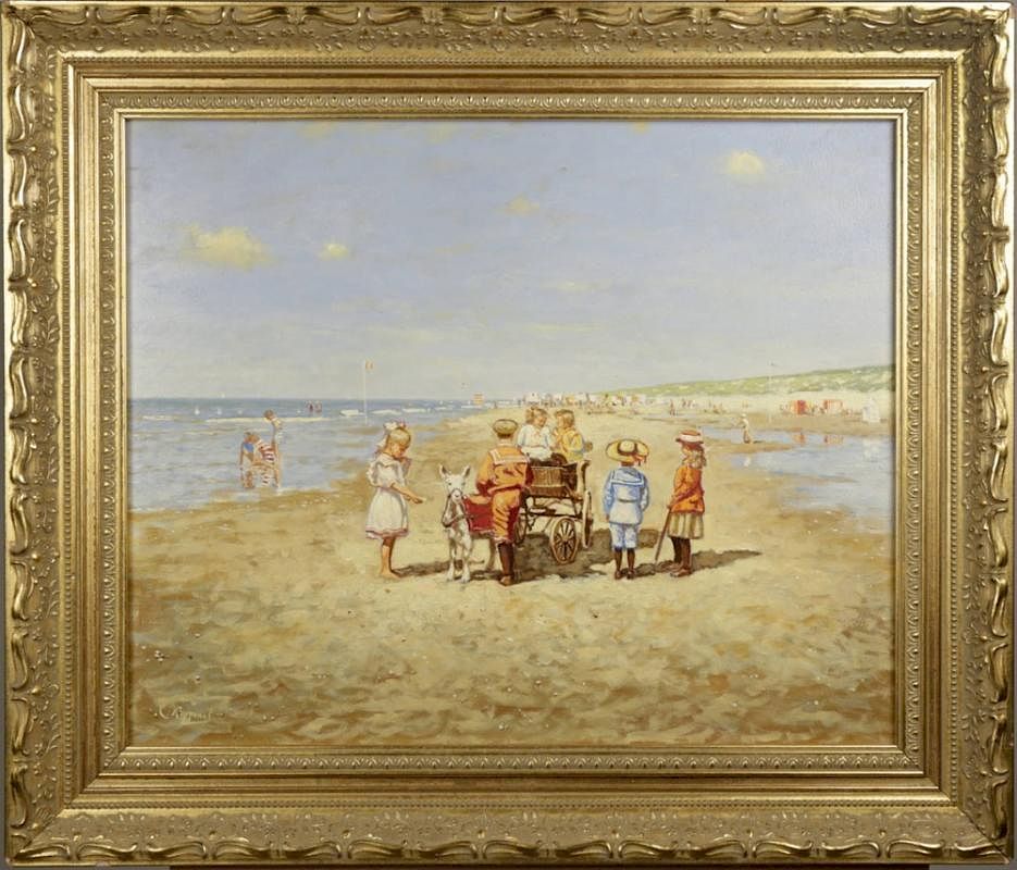 Appraisal: Cornelis Koppenol Dutch - Children at the Beach oil on