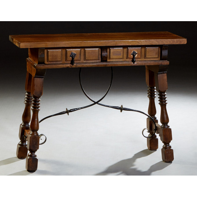 Appraisal: Spanish Renaissance Style Carved Walnut Console Table th c the