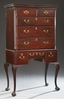 Appraisal: English Carved Mahogany Tall Chest On Stand th c the