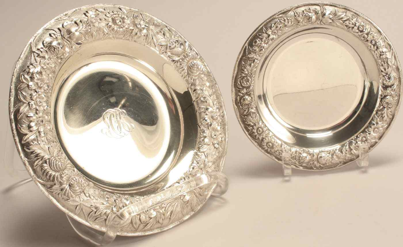 Appraisal: TWO S KIRK SON STERLING SILVER SHALLOW BOWLSIn the Repousse''