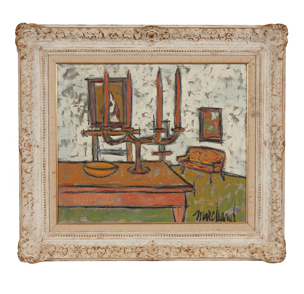 Appraisal: Painting Philippe Marchand th c Interior Scene Framed oil on