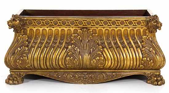 Appraisal: Continental carved giltwood jardiniere th century large rectangular open well