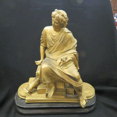 Appraisal: th Century Statue of Atelles classical seated spelter