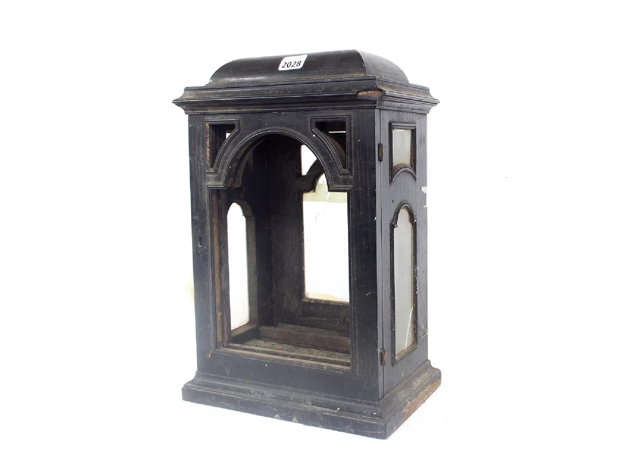 Appraisal: th century ebonised bracket clock case with aperture for a