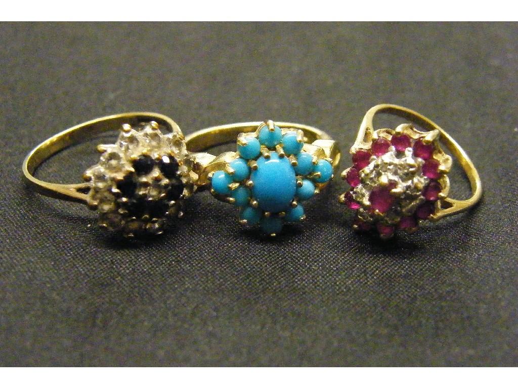 Appraisal: ct turquoise cluster ring size L together with two other