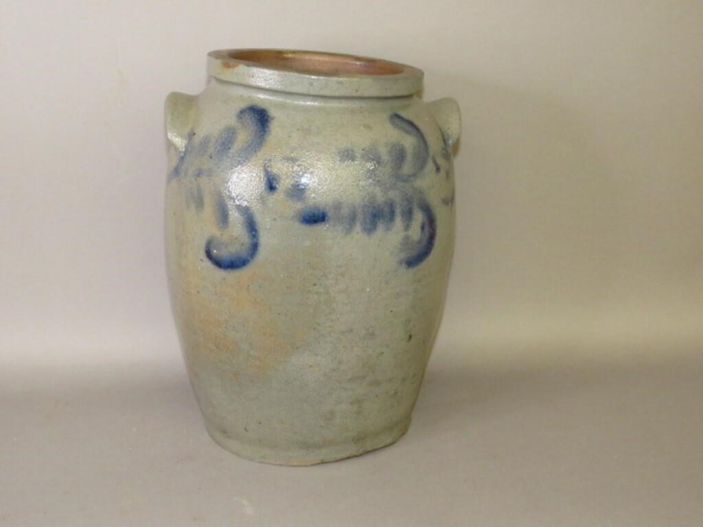 Appraisal: GALLON COBALT DECORATED OVOID STONEWARE CROCKca salt glazed ovoid stoneware