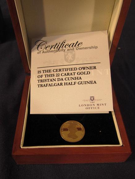 Appraisal: Tristan da Cunha carat gold Trafalgar half guinea one of