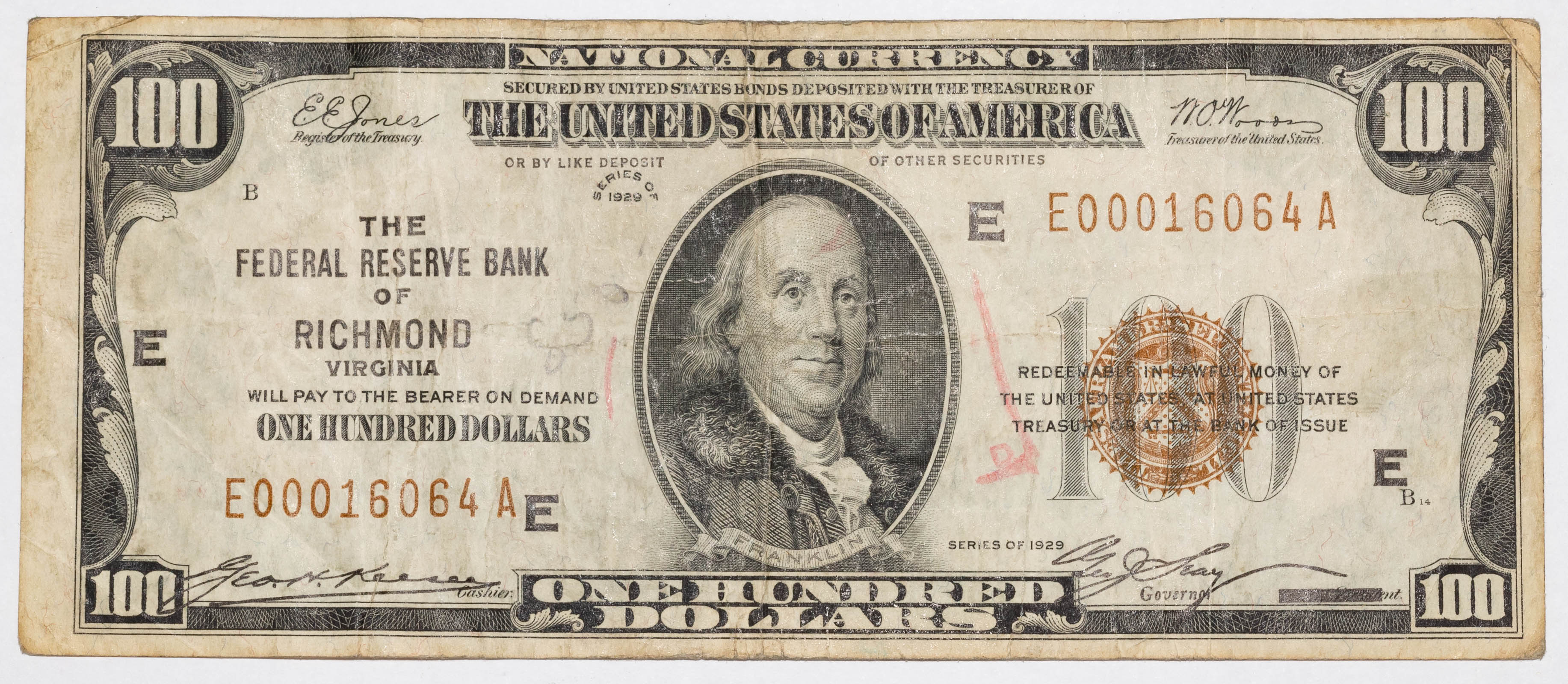 Appraisal: FEDERAL RESERVE BANK NOTE - -E Grade Fine Federal Reserve