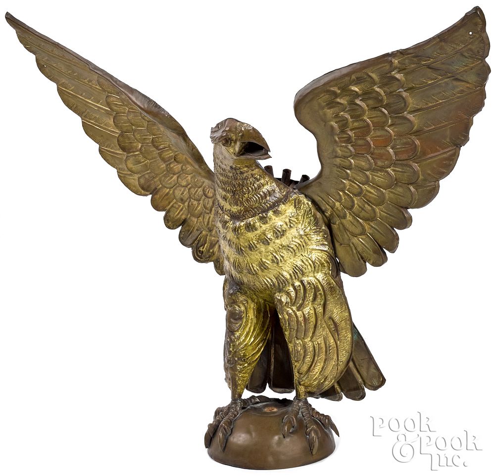 Appraisal: American stamped and gilt brass parade eagle late American stamped