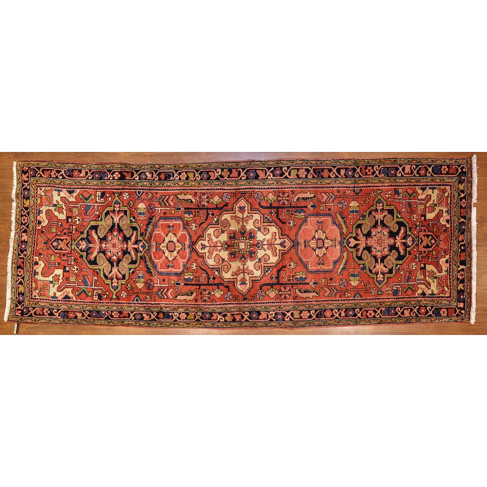 Appraisal: Heriz Runner Persia x Fourth quarter- th century hand-knotted wool