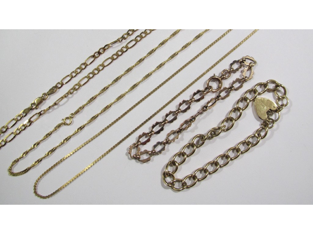 Appraisal: Lot of ct gold to include three neckchains and two