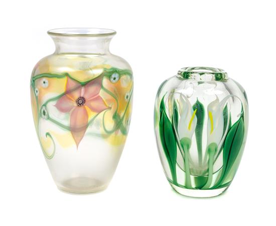 Appraisal: Sale Lot Two American Studio Glass Vases Orient Flume each