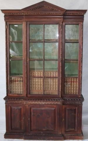 Appraisal: TH CENTURY ENGLISH BREAKFRONT DEAL WOODSECRETARY DESK WITH GLASS DOORS