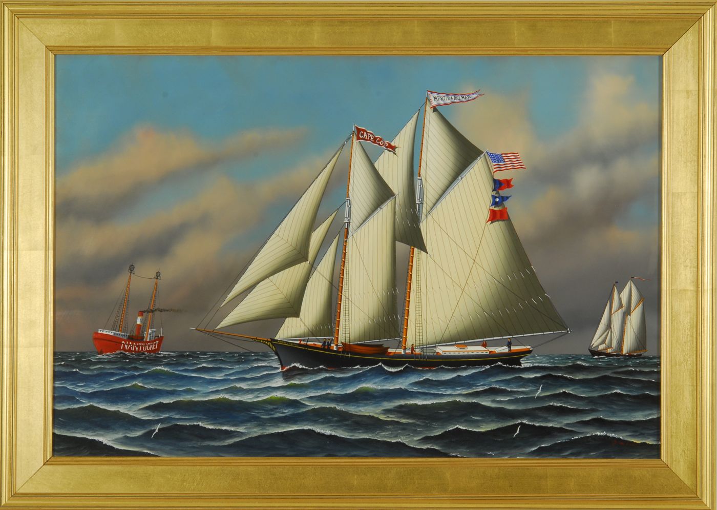 Appraisal: JEROME HOWESAmerican b The ship Mertie A Delmar with Nantucket