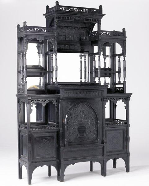 Appraisal: KIMBALL KABUS Japanesque style curiosity cabinet in ebonized wood x