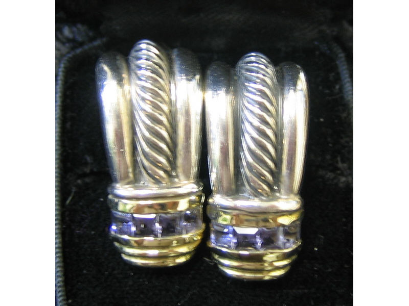 Appraisal: DAVID YURMAN EARRINGS Silver cable style with k yellow gold