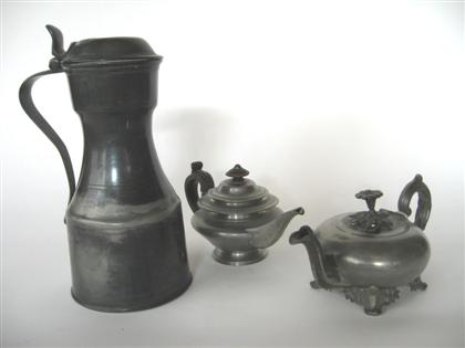 Appraisal: Three pewter items including teapots by S Purrier and covered