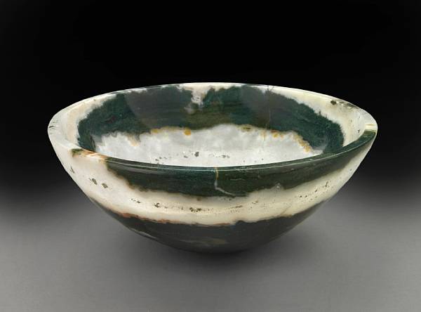 Appraisal: Bloodstone-in-Quartz Bowl Originating in India this bowl was fabricated from