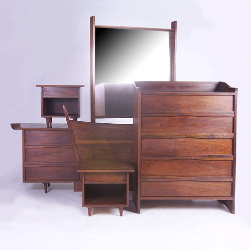 Appraisal: GEORGE NAKASHIMA WIDDICOMB Bedroom furniture suite consisting of a nine-drawer