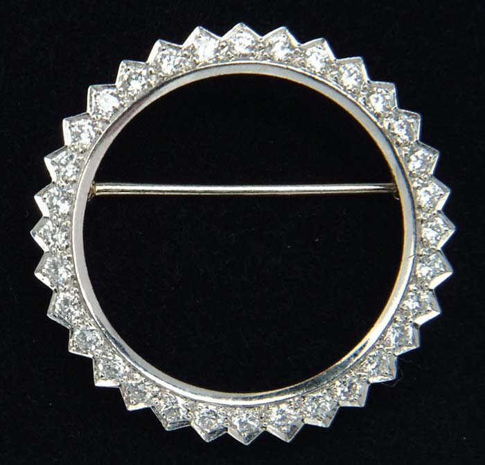 Appraisal: DIAMOND PIN White gold pin is in the shape of