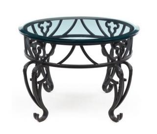 Appraisal: An Iron and Glass Center Table Height inches An Iron