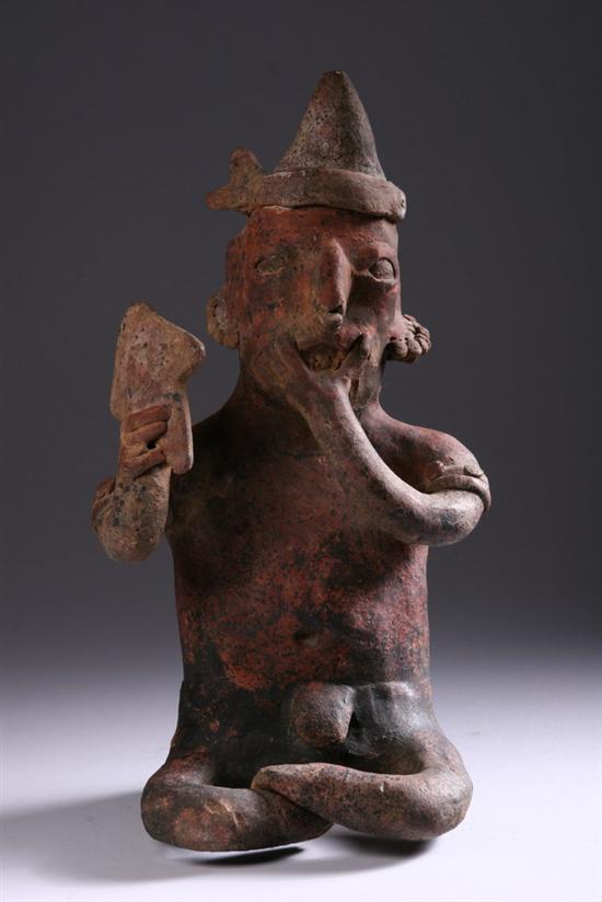 Appraisal: NAYARIT POTTERY FIGURE OF WARRIOR Protoclassic circa B C -