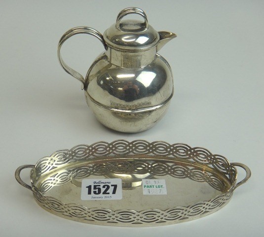 Appraisal: A silver twin handled miniature gallery tray Sheffield and a