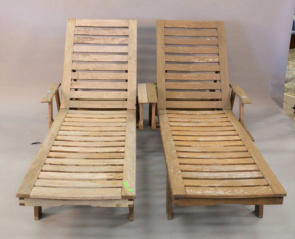 Appraisal: Four piece lot to include pair of teak adjustable lounges