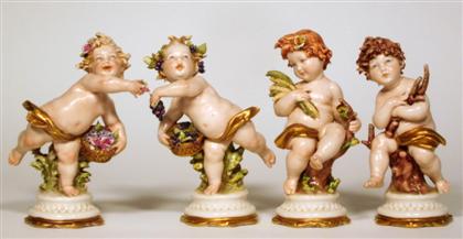 Appraisal: Set of four Continental porcelain putti models allegorical of The