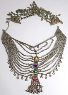 Appraisal: North African Tribal Chain Jewelry Articles Both of silver-tone metal