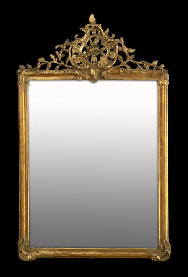 Appraisal: Louis XVI-Style Giltwood Looking Glass mid- th century the rectangular