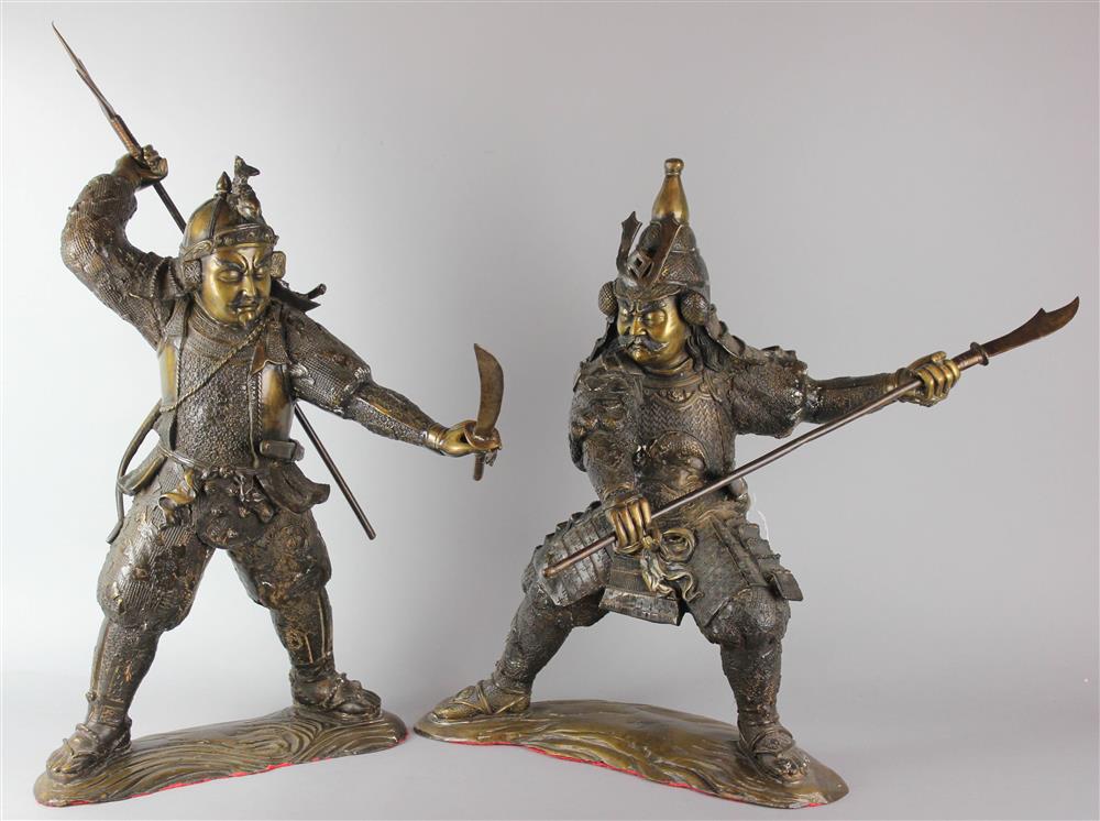 Appraisal: TWO BRONZE FIGURES OF JAPANESE WARRIORS each dressed in full