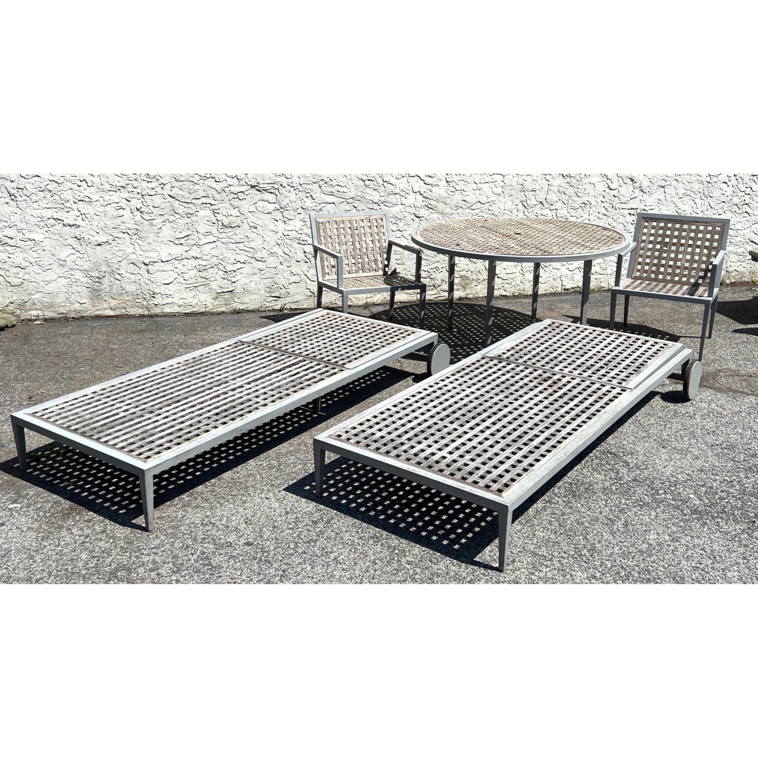 Appraisal: pc McGuire Teak Outdoor Patio Furniture All teak lattice design