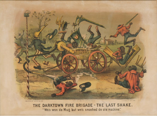 Appraisal: Currier Ives The Darktown Fire Brigade-The Last Shake hand colored