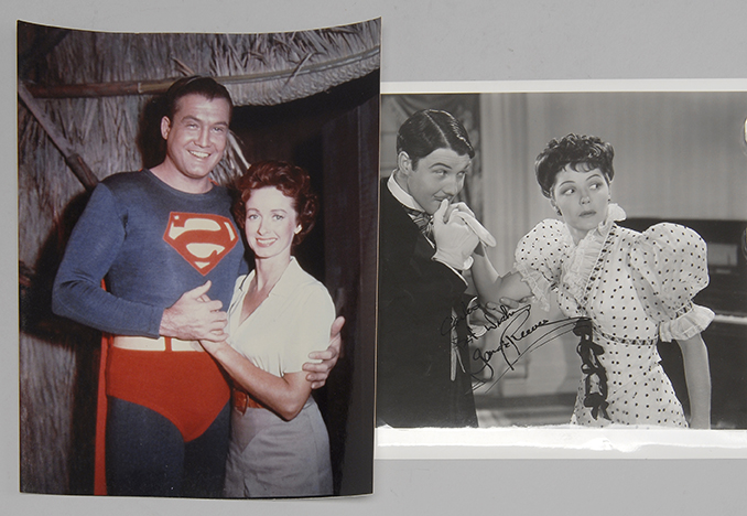 Appraisal: TWO PHOTOGRAPHS OF GEORGE REEVES Colored photograph of Reeves as