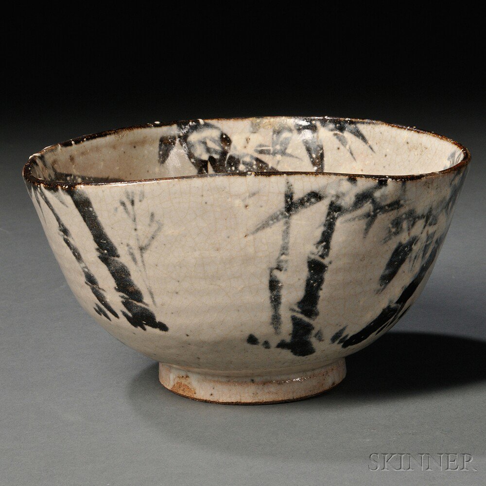 Appraisal: Studio Pottery Tea Bowl Japan th century with warped sides