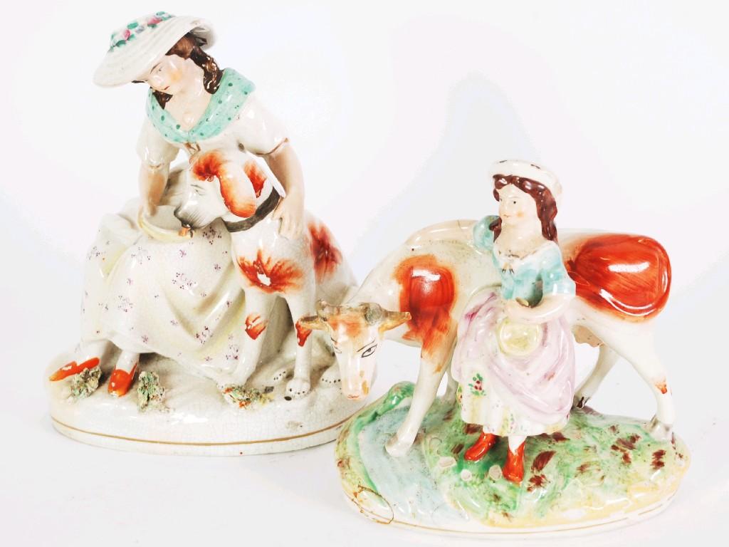 Appraisal: NINETEENTH CENTURY STAFFORDSHIRE POTTERY GROUP painted in colours and gilt