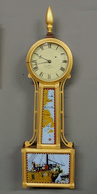 Appraisal: Reproduction banjo clock the face signed Loring A Verry Whitman