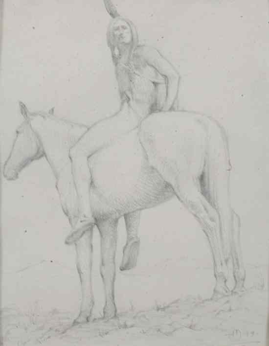 Appraisal: ALAN MELTZER American - INDIAN ON HORSEBACK signed lower right