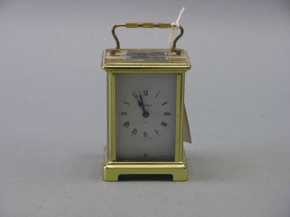 Appraisal: A brass carriage clock with enamelled dial