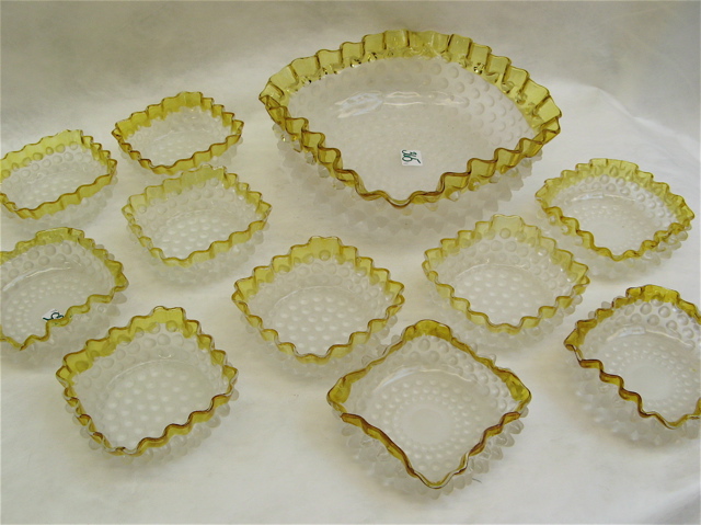 Appraisal: HOBBS BROCKUNIER CO HOBNAIL GLASS BERRY SET pieces in the