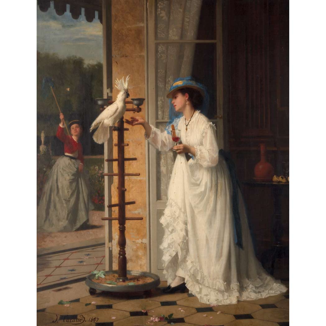 Appraisal: Joseph Caraud French - The Pet Cockatoo Signed J Caraud