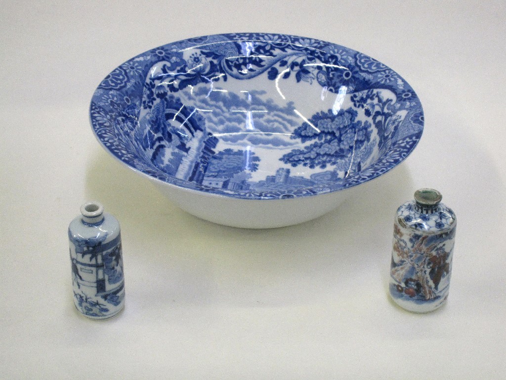 Appraisal: Spode Italian blue and white bowl and two small oriental