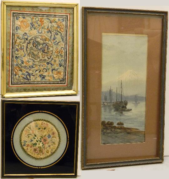 Appraisal: Two Japanese embroideries on silk both floral subjects including one