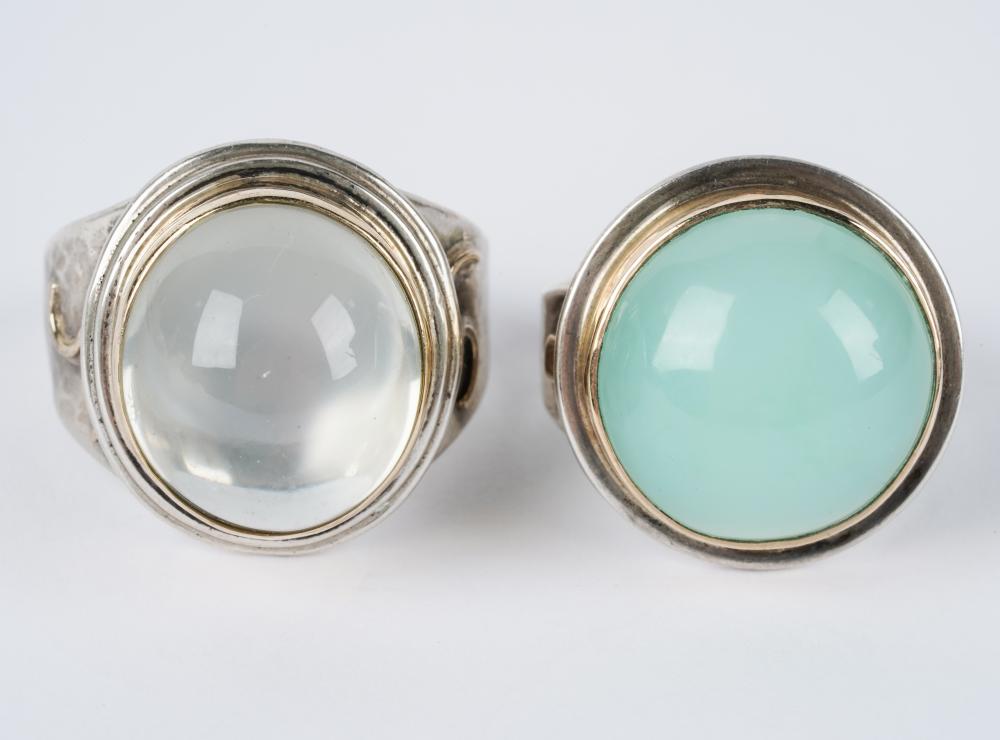 Appraisal: TWO BROCK STERLING AND GEM-SET RINGSIncluding a sterling silver and