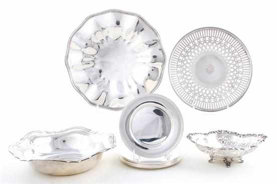 Appraisal: Collection of American sterling bowls and plates Gorham reticulated footed