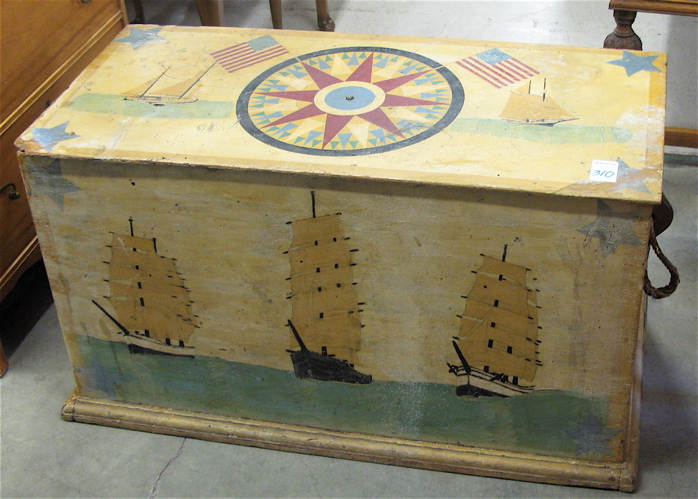 Appraisal: VINTAGE BOY'S ROOM TOY CHEST American c 's The top