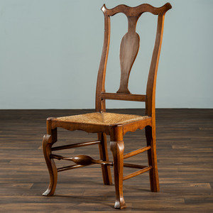 Appraisal: A Queen Anne Maple Rush Seat Side Chair Pennsylvania Circa